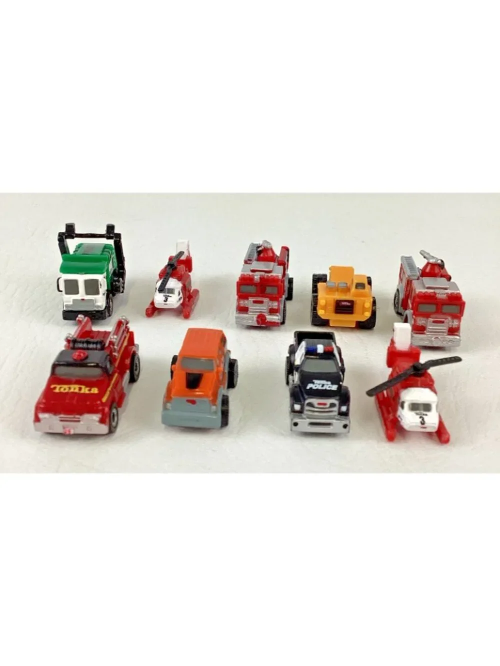 Tonka Tinys Micro Mini Vehicle Lot Fire Engine Garbage Truck Helicopter Police
